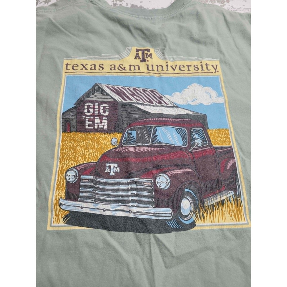 Comfort Colors Texas A&M Aggies Green Short Sleeve T-Shirt Large 100% Cotton